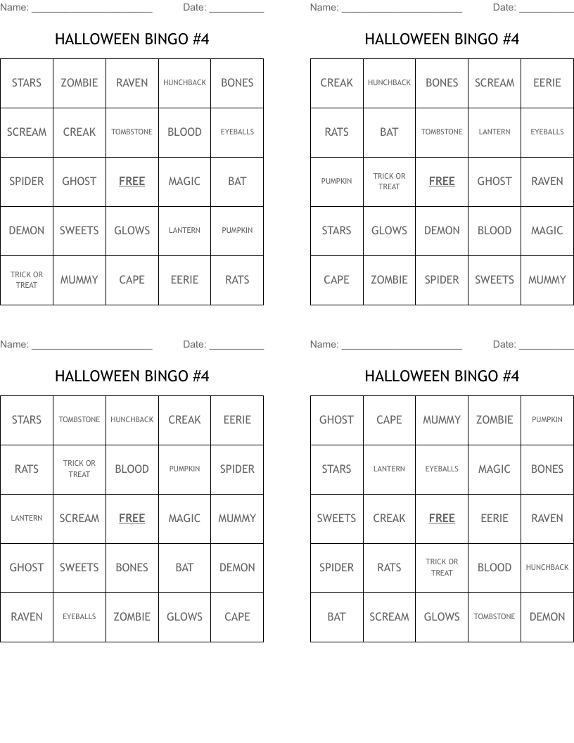HALLOWEEN BINGO #4