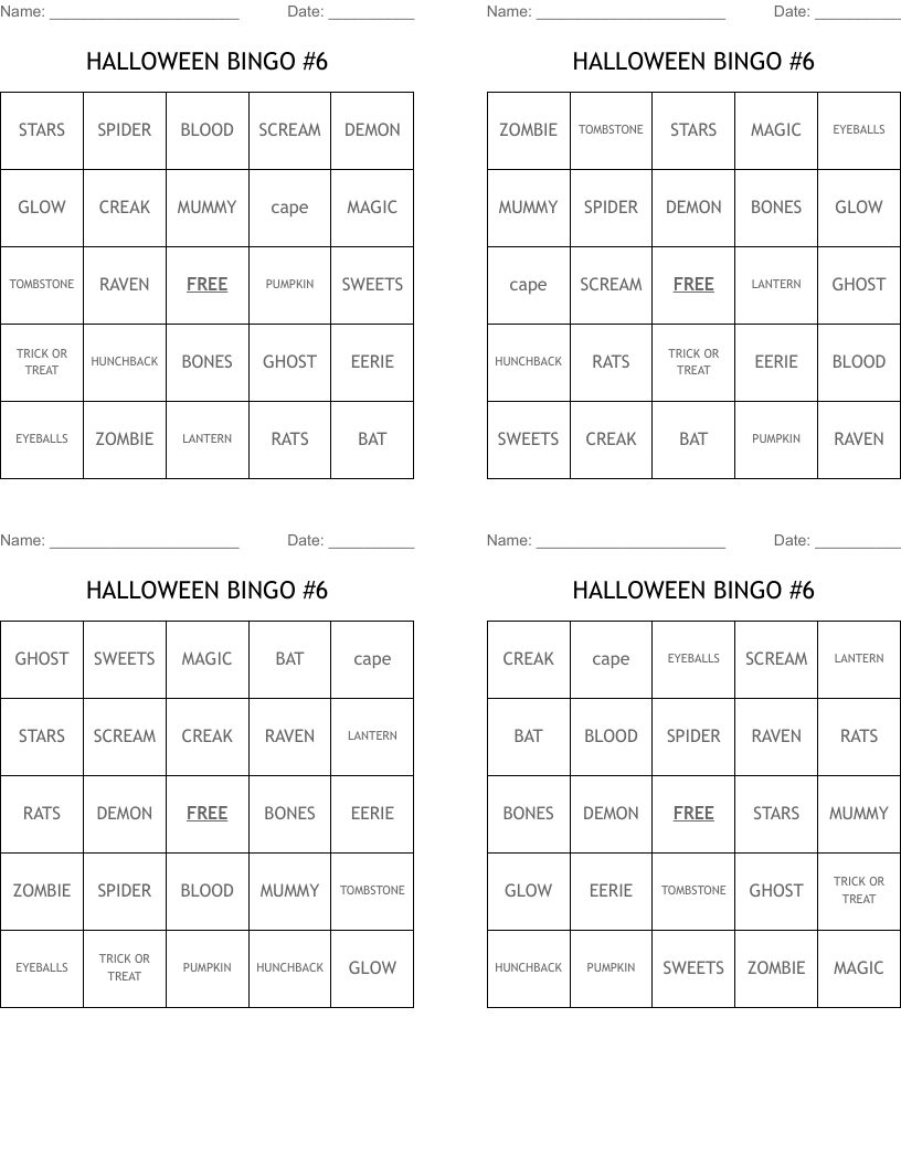HALLOWEEN BINGO #6