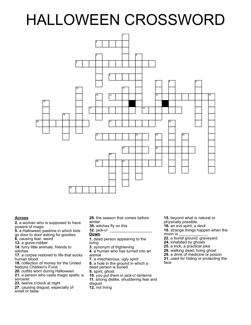 HALLOWEEN CROSSWORD