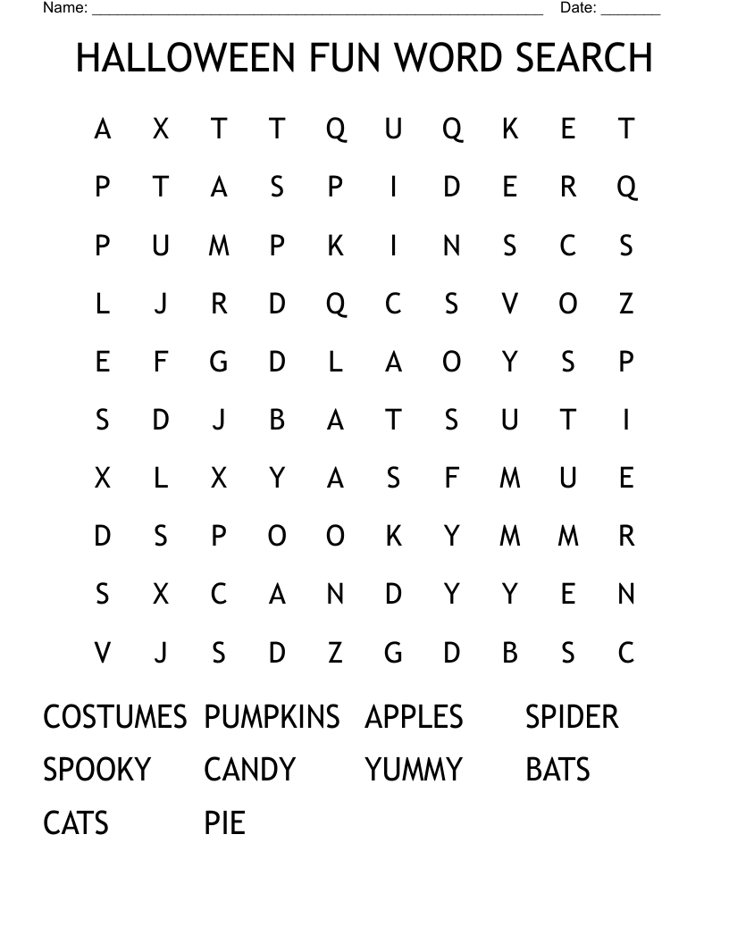 HALLOWEEN FUN WORD SEARCH