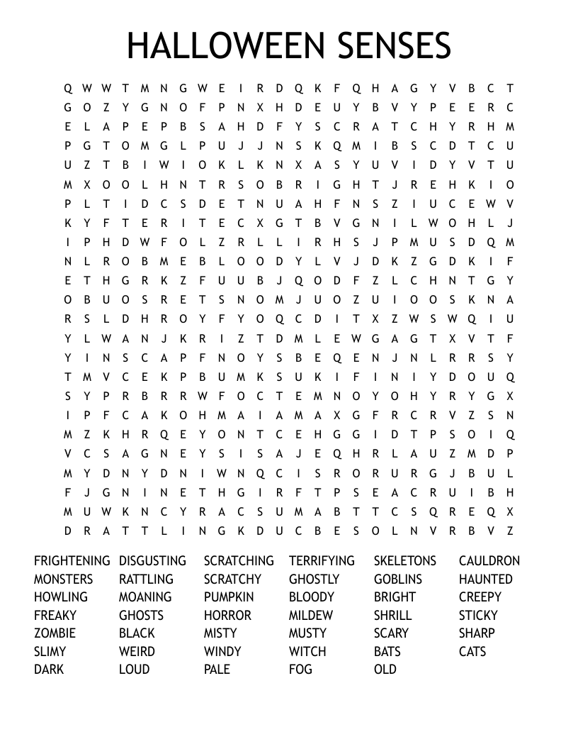 HALLOWEEN SENSES Word Search