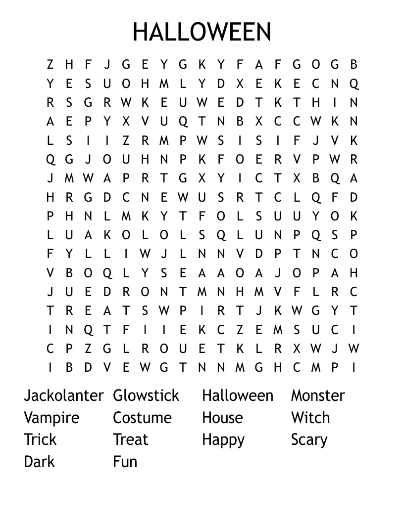 HALLOWEEN  Word Search