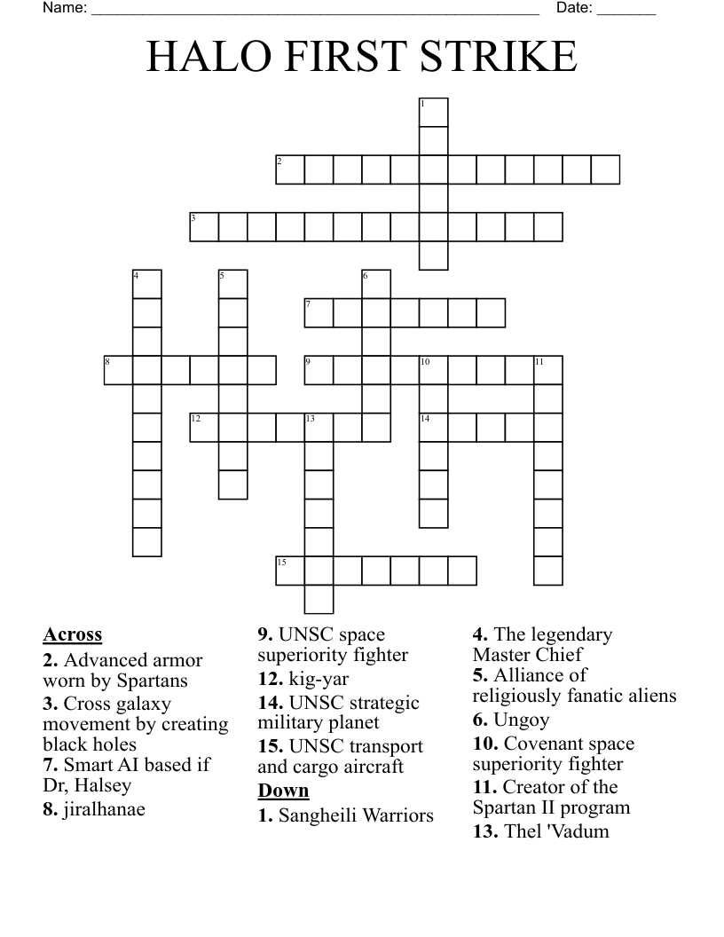 HALO FIRST STRIKE Crossword