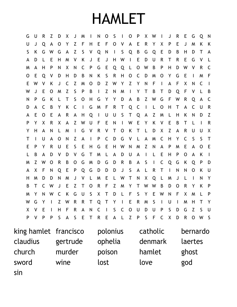 HAMLET Word Search