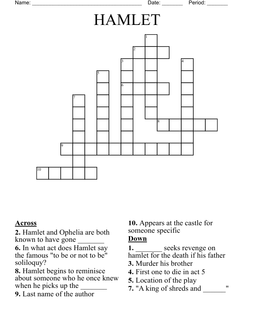 HAMLET Crossword