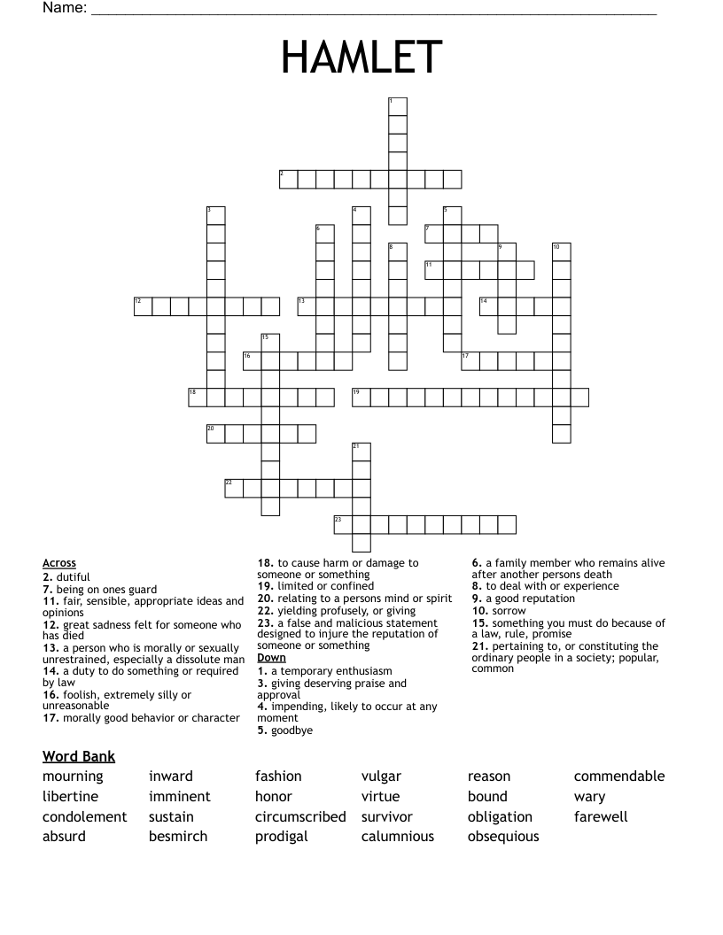 HAMLET  Crossword