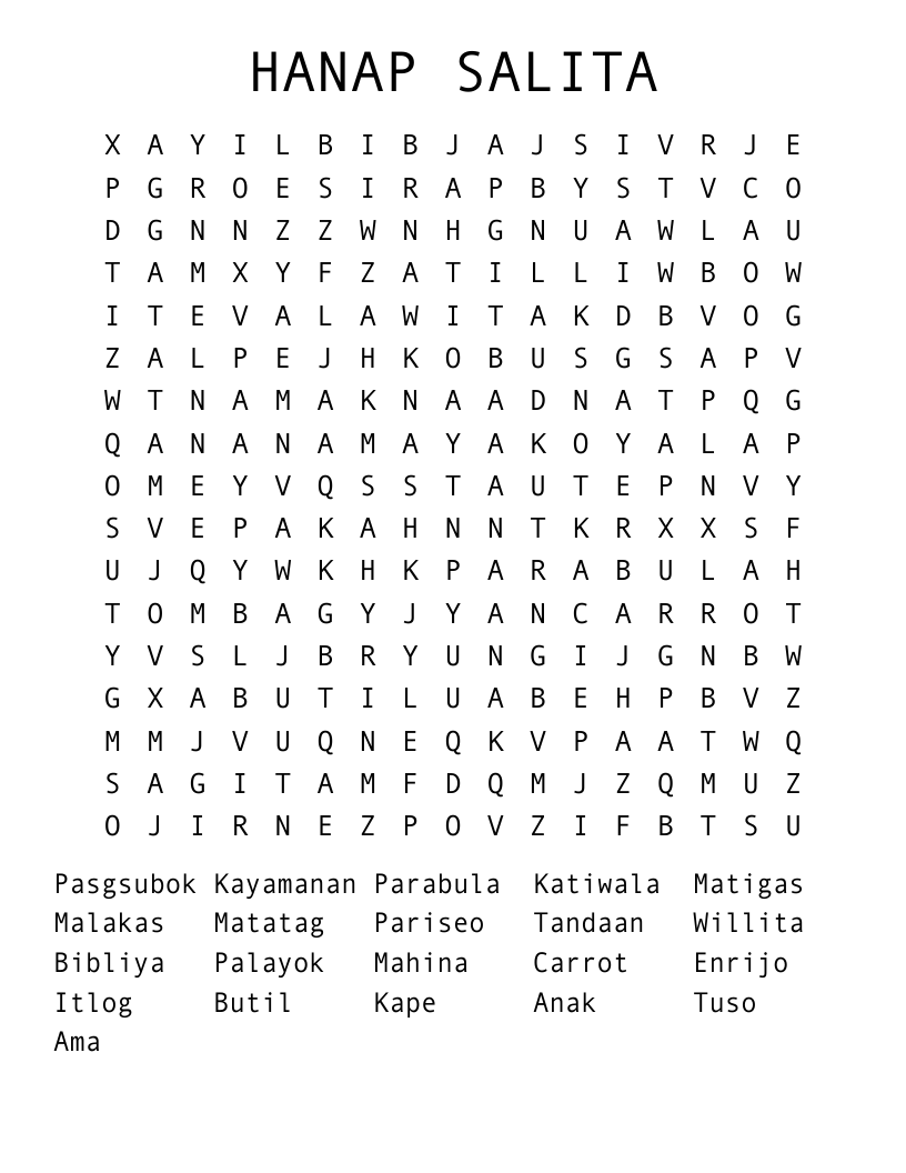 HANAP SALITA Word Search