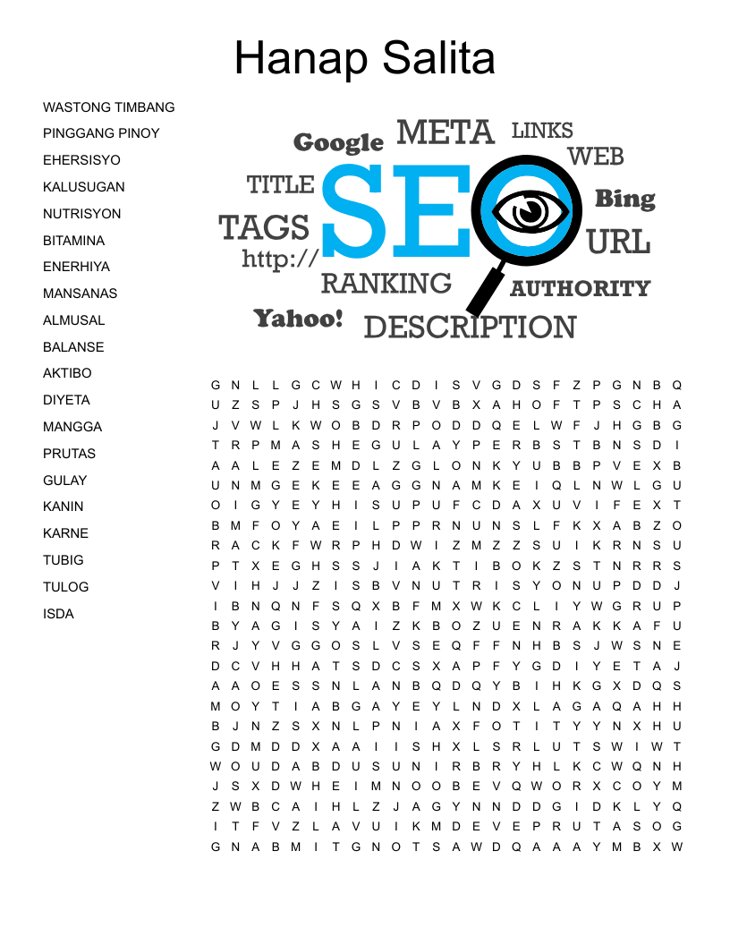 Hanap Salita Word Search