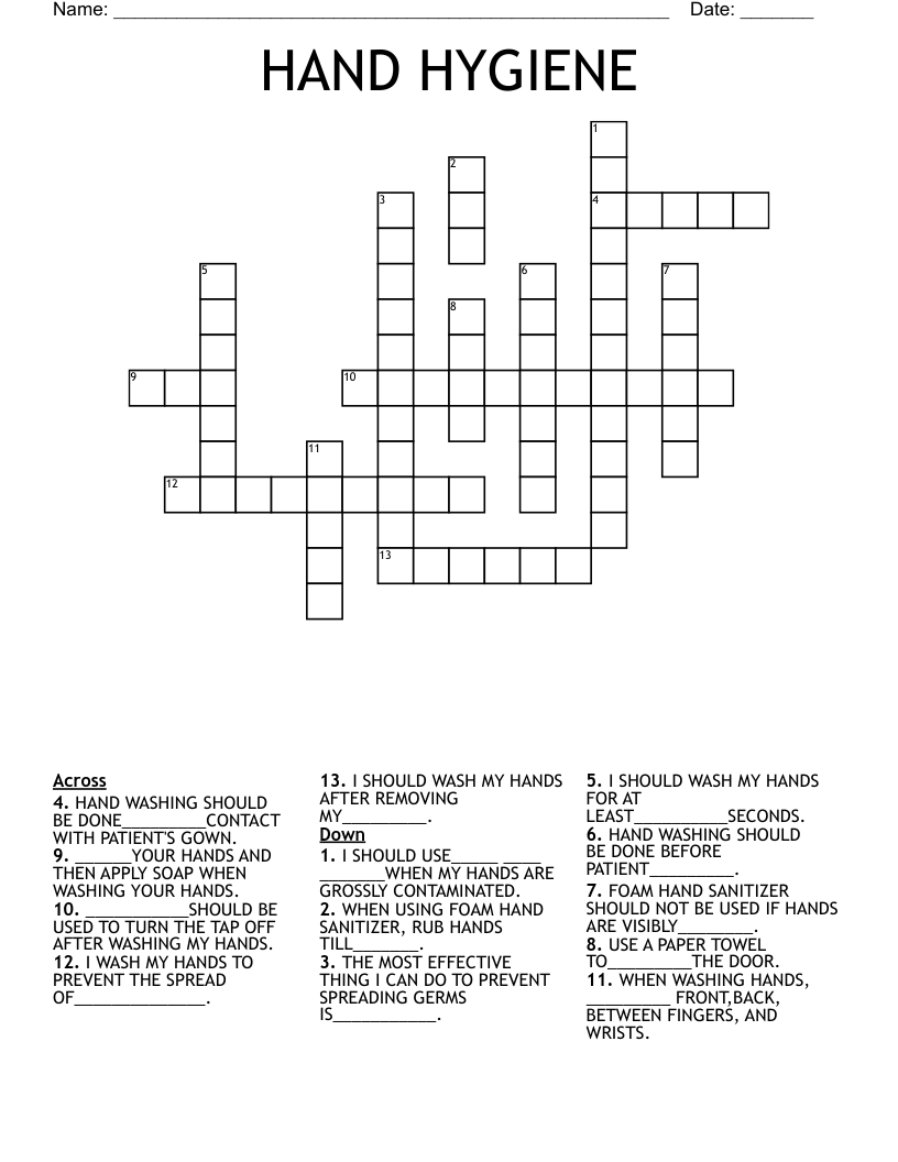 HAND HYGIENE Crossword