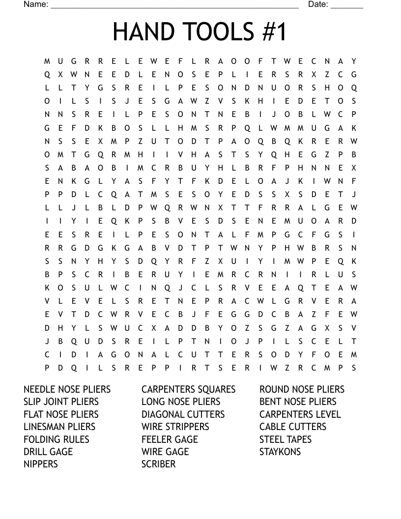 HAND TOOLS #1 Word Search