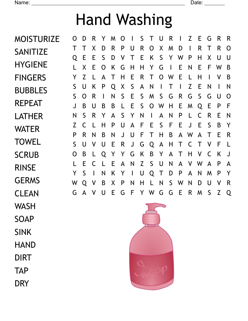 Hand Washing Word Search