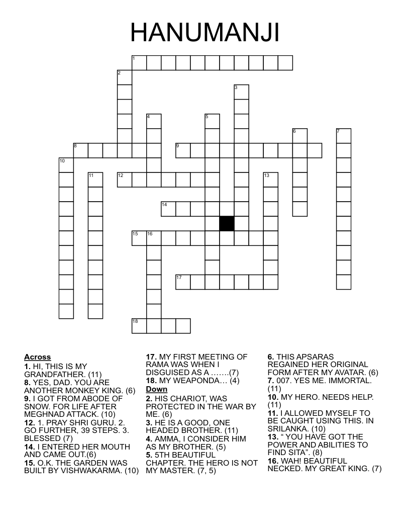 HANUMANJI Crossword