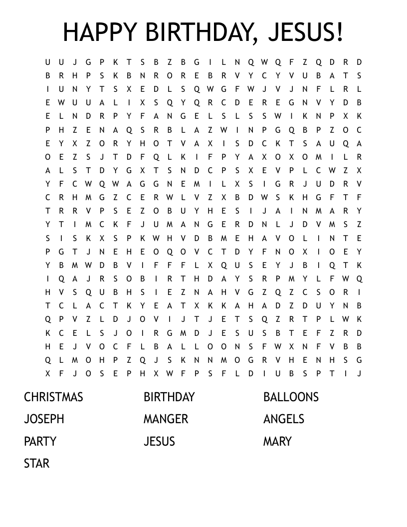 HAPPY BIRTHDAY, JESUS! Word Search