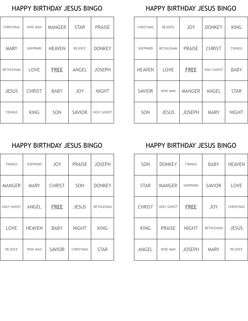 HAPPY BIRTHDAY JESUS BINGO