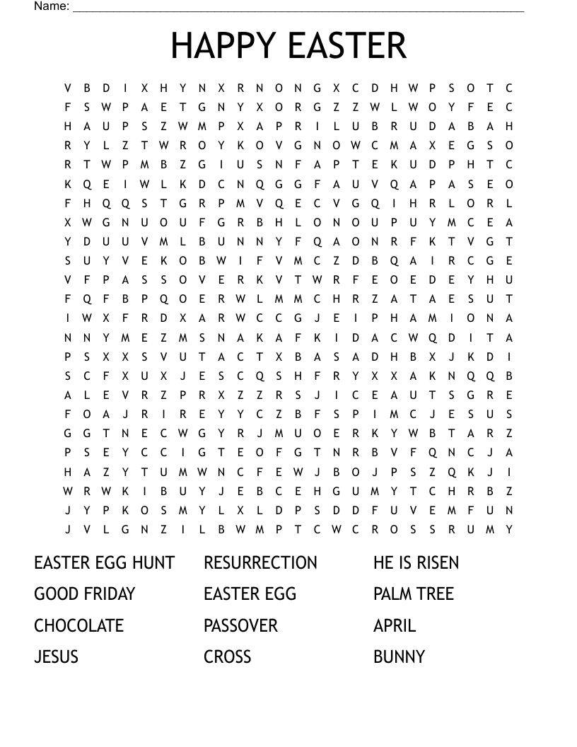 HAPPY EASTER Word Search