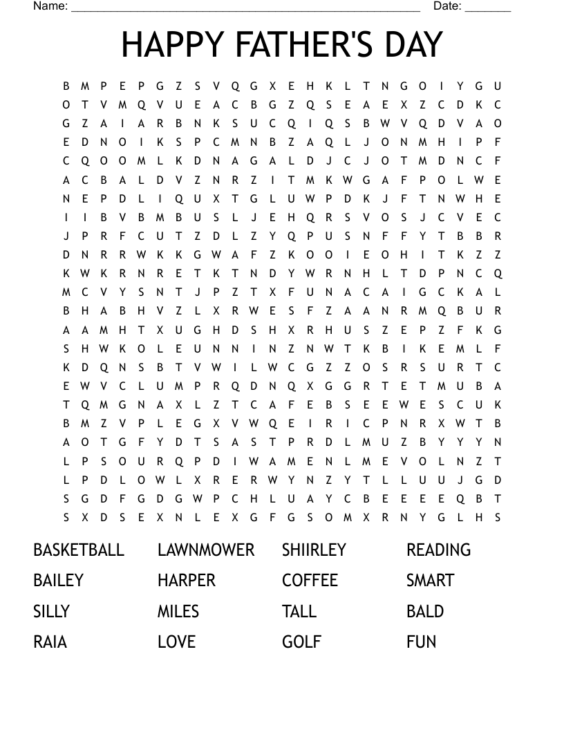 HAPPY FATHER'S DAY Word Search