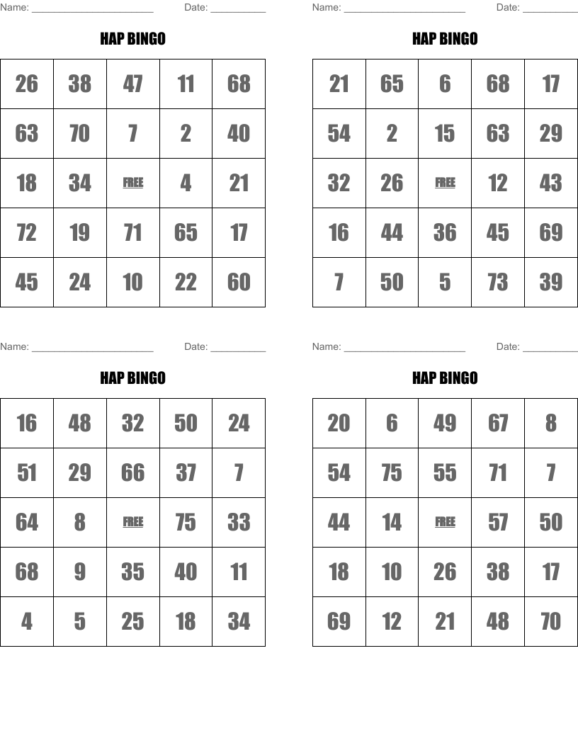 HAP BINGO