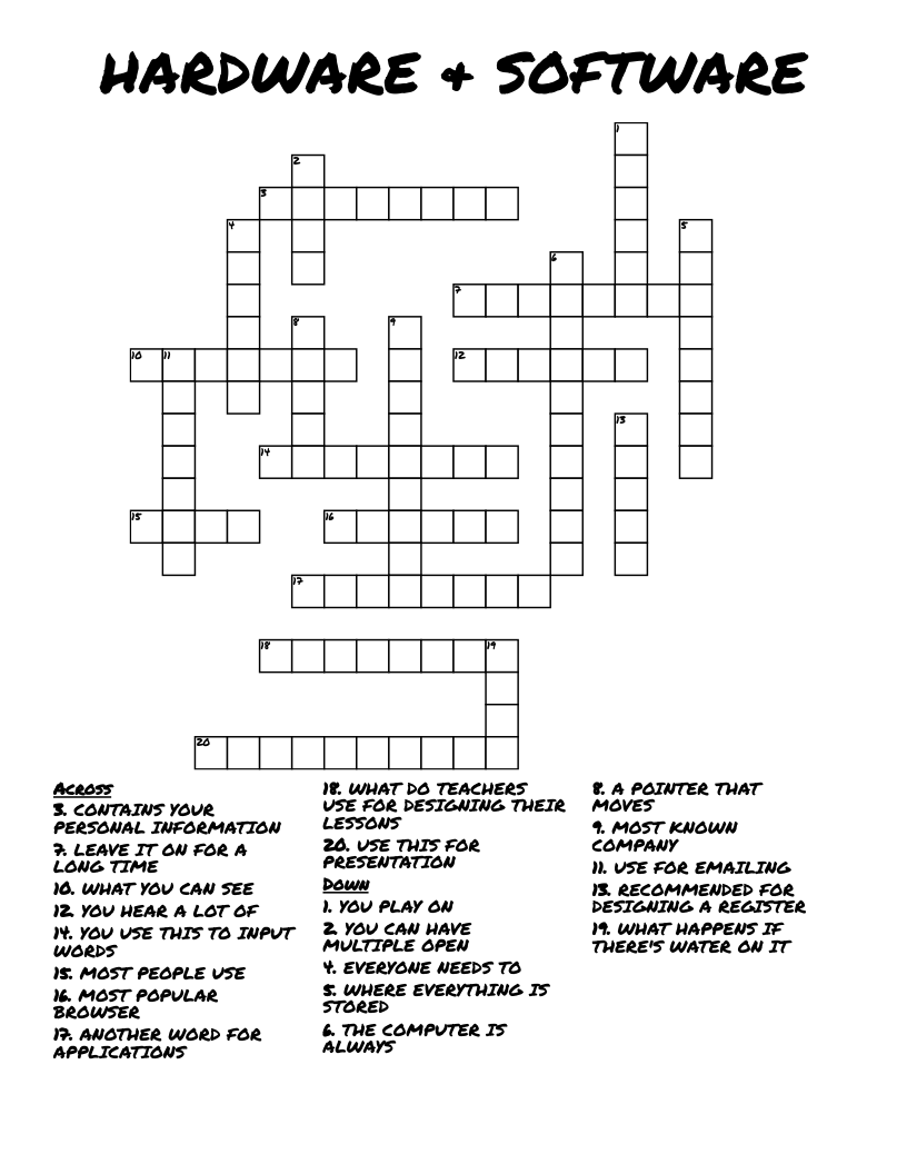 HARDWARE & SOFTWARE Crossword