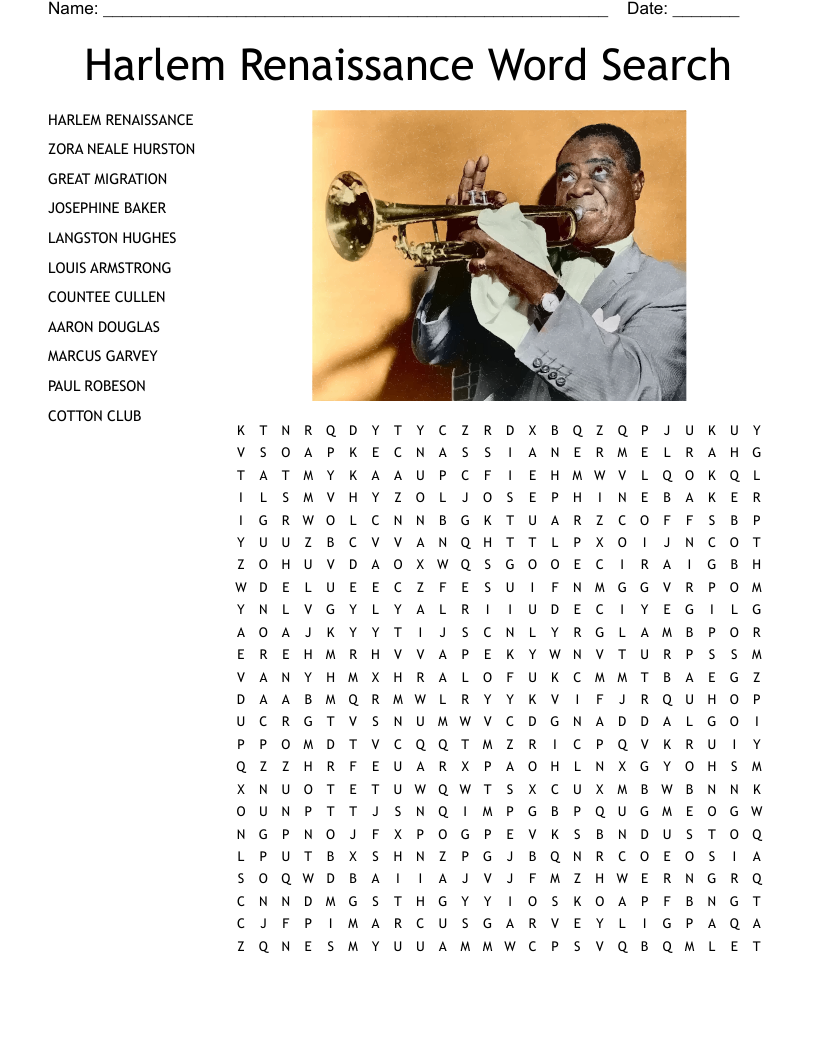 Harlem Renaissance Word Search