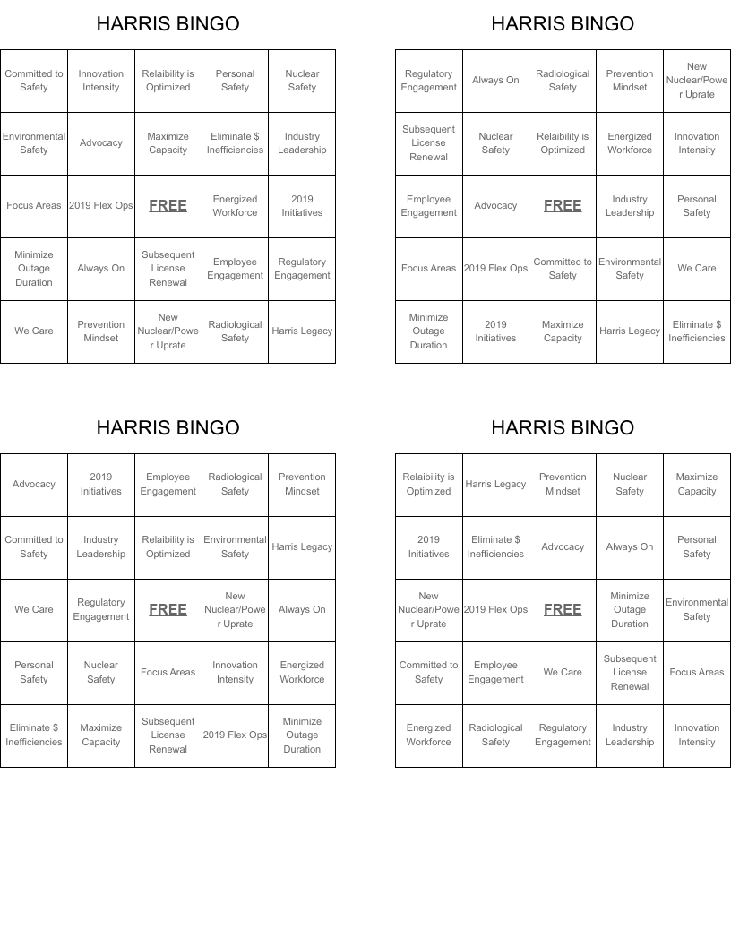 HARRIS BINGO