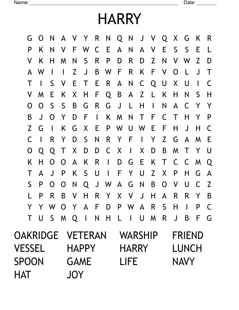 HARRY Word Search