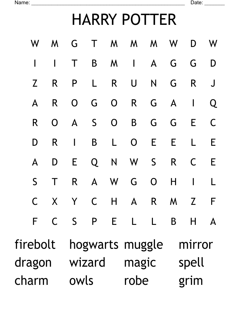 HARRY POTTER Word Search