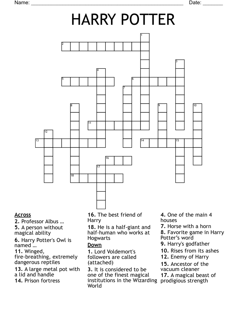 HARRY POTTER Crossword