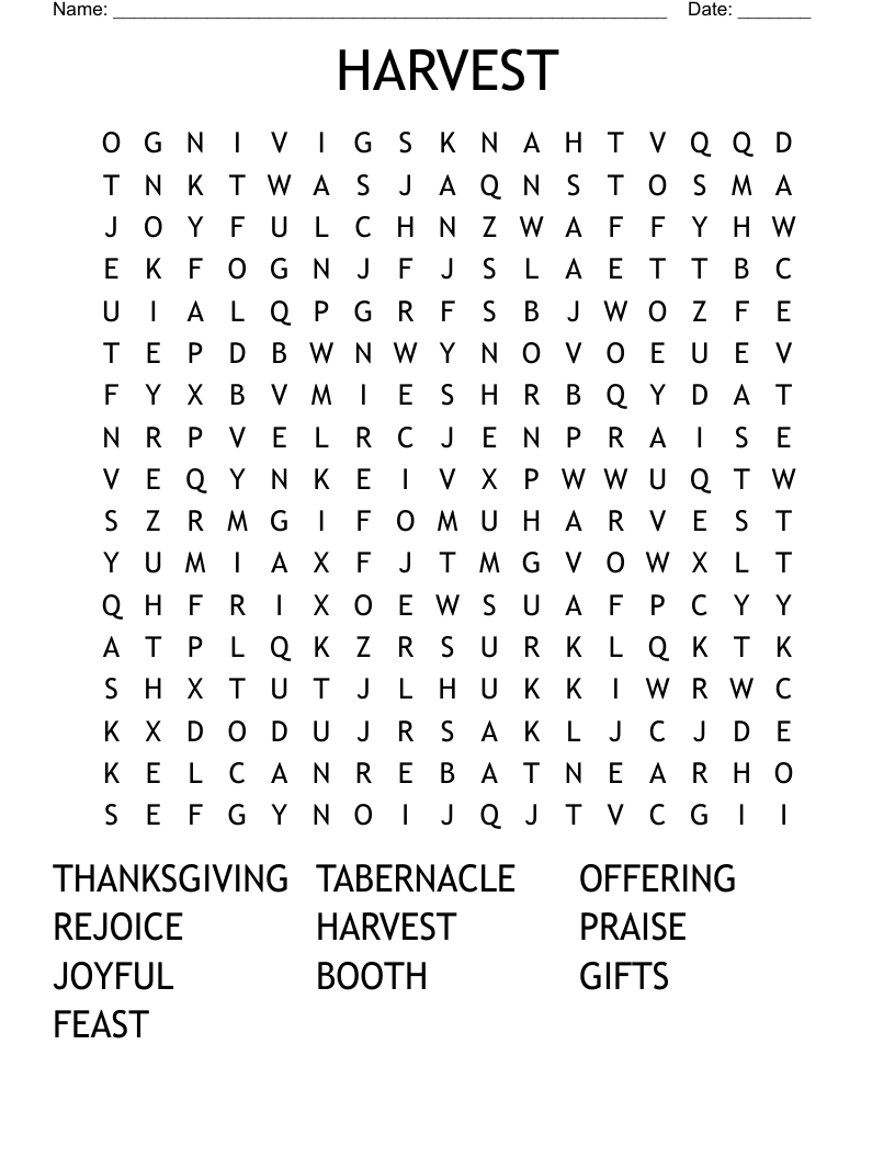 HARVEST Word Search