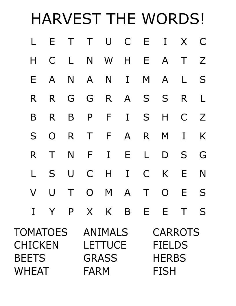 HARVEST THE WORDS! Word Search