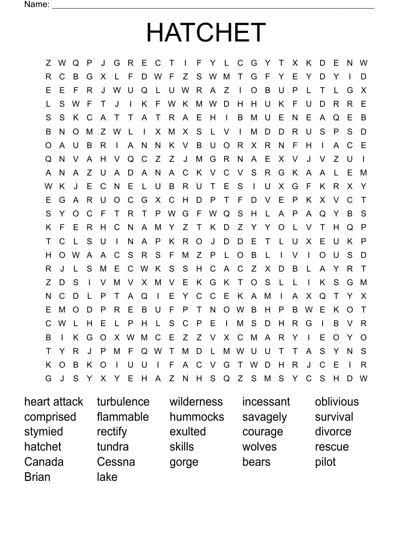 HATCHET Word Search