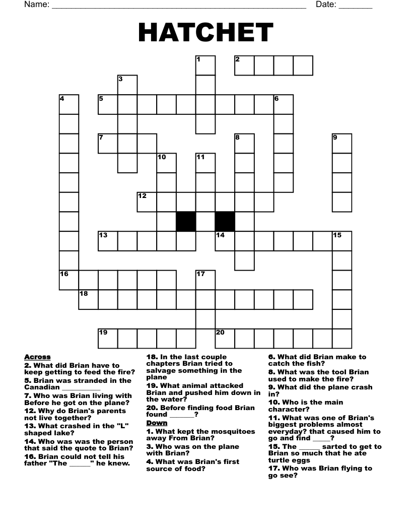 HATCHET Crossword