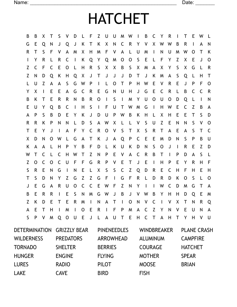 HATCHET Word Search