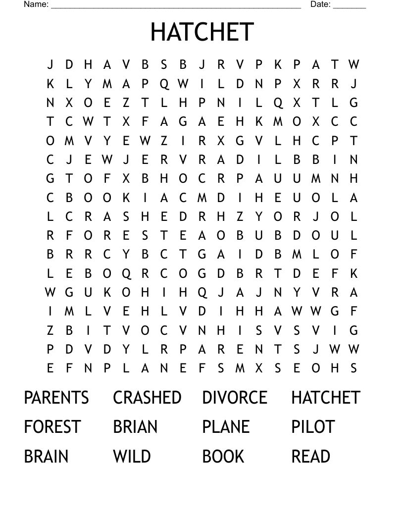 HATCHET Word Search