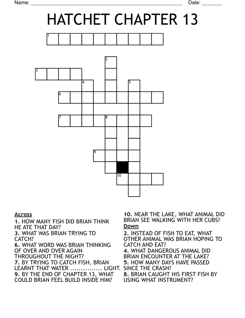 HATCHET CHAPTER 13 Crossword