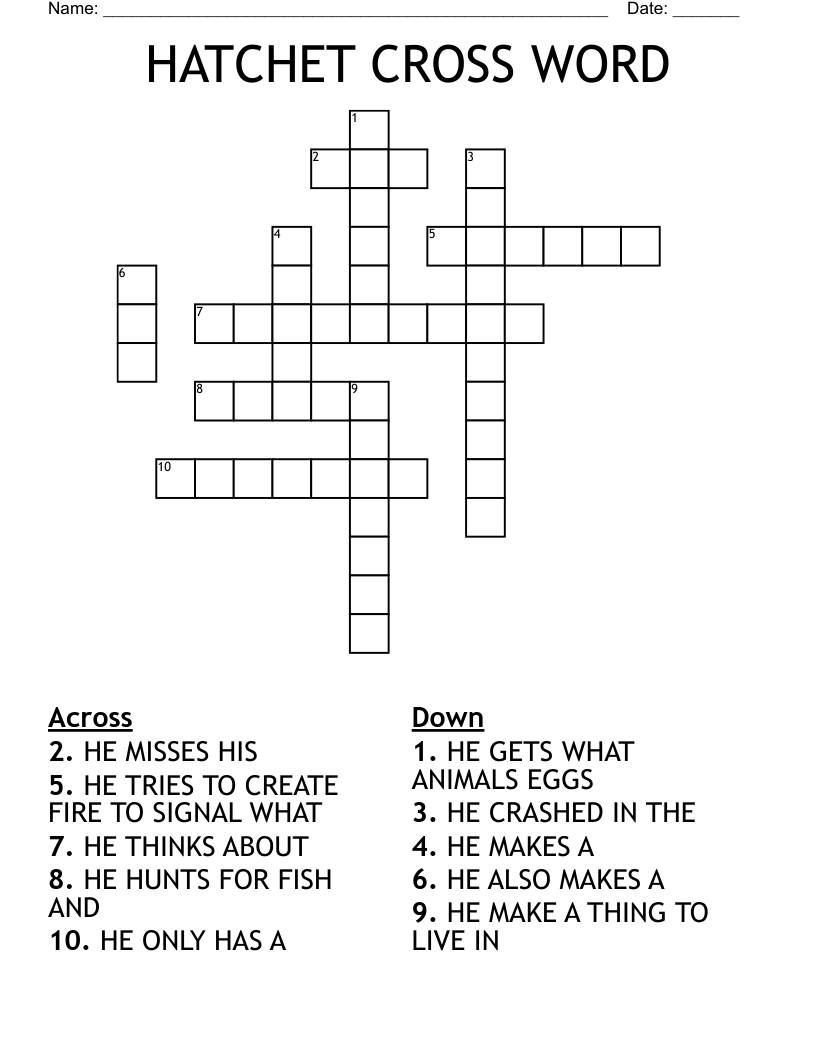 HATCHET CROSS WORD