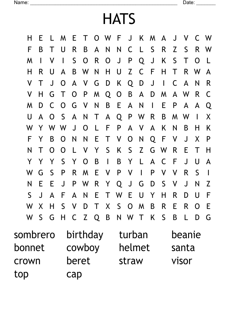 HATS Word Search