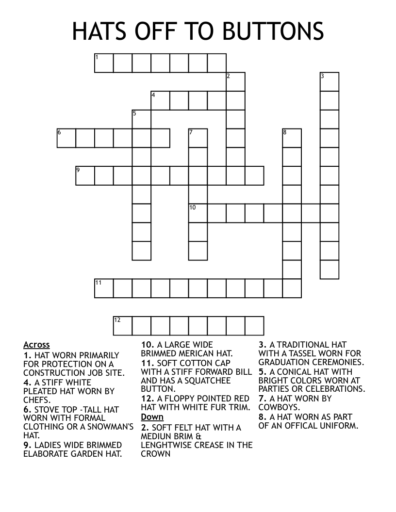 HATS OFF TO BUTTONS Crossword