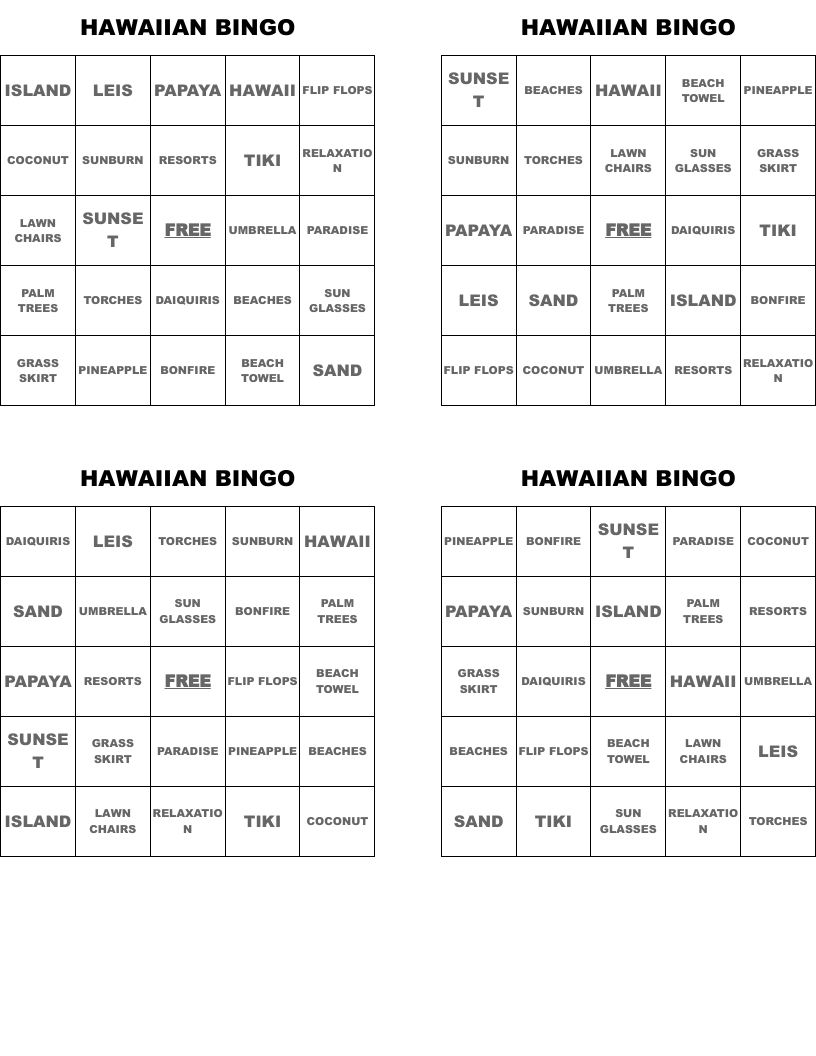 HAWAIIAN BINGO