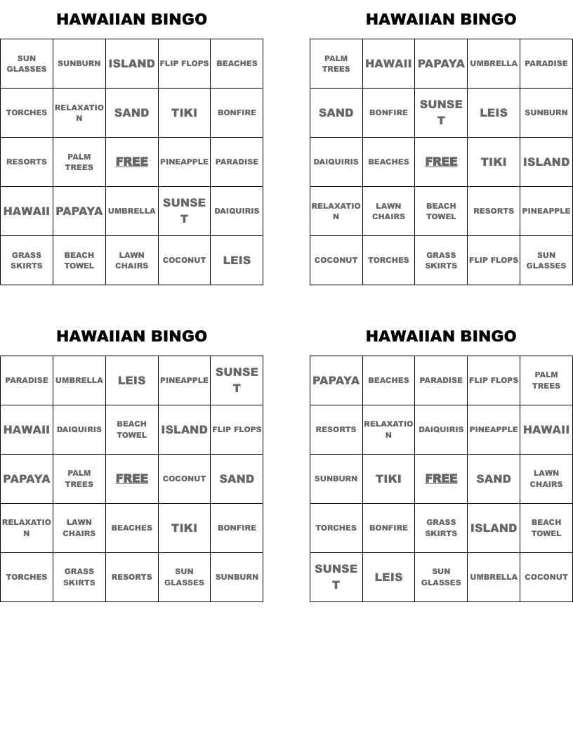 HAWAIIAN BINGO