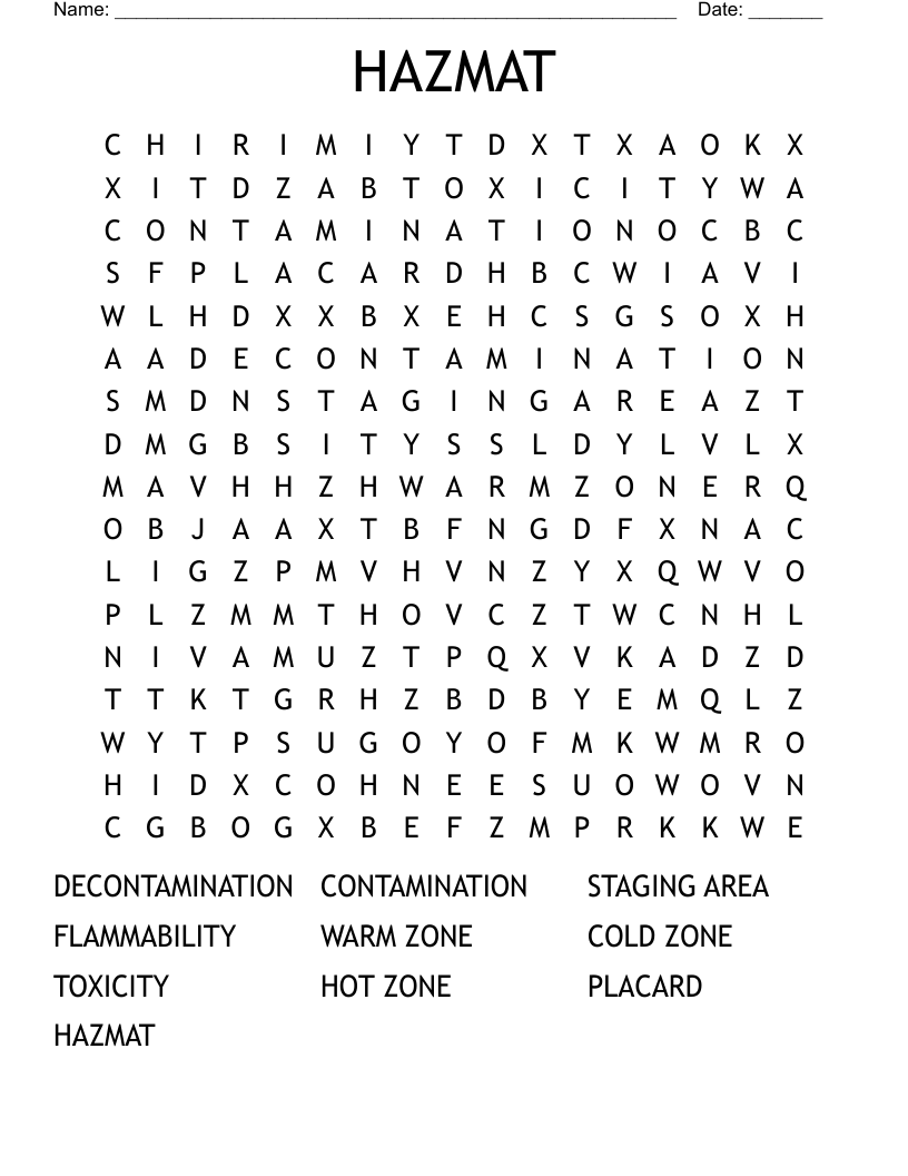 HAZMAT Word Search