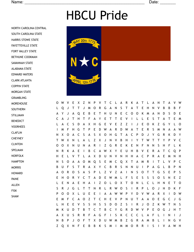 HBCU Pride Word Search
