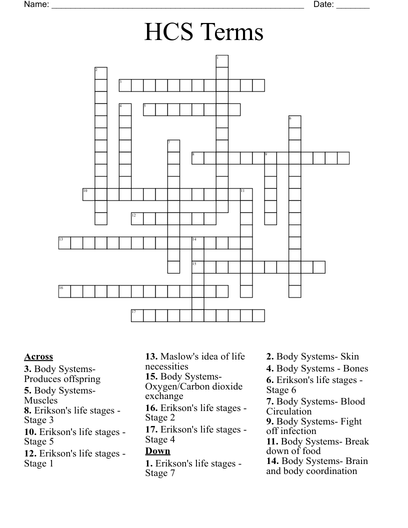 HCS Terms Crossword