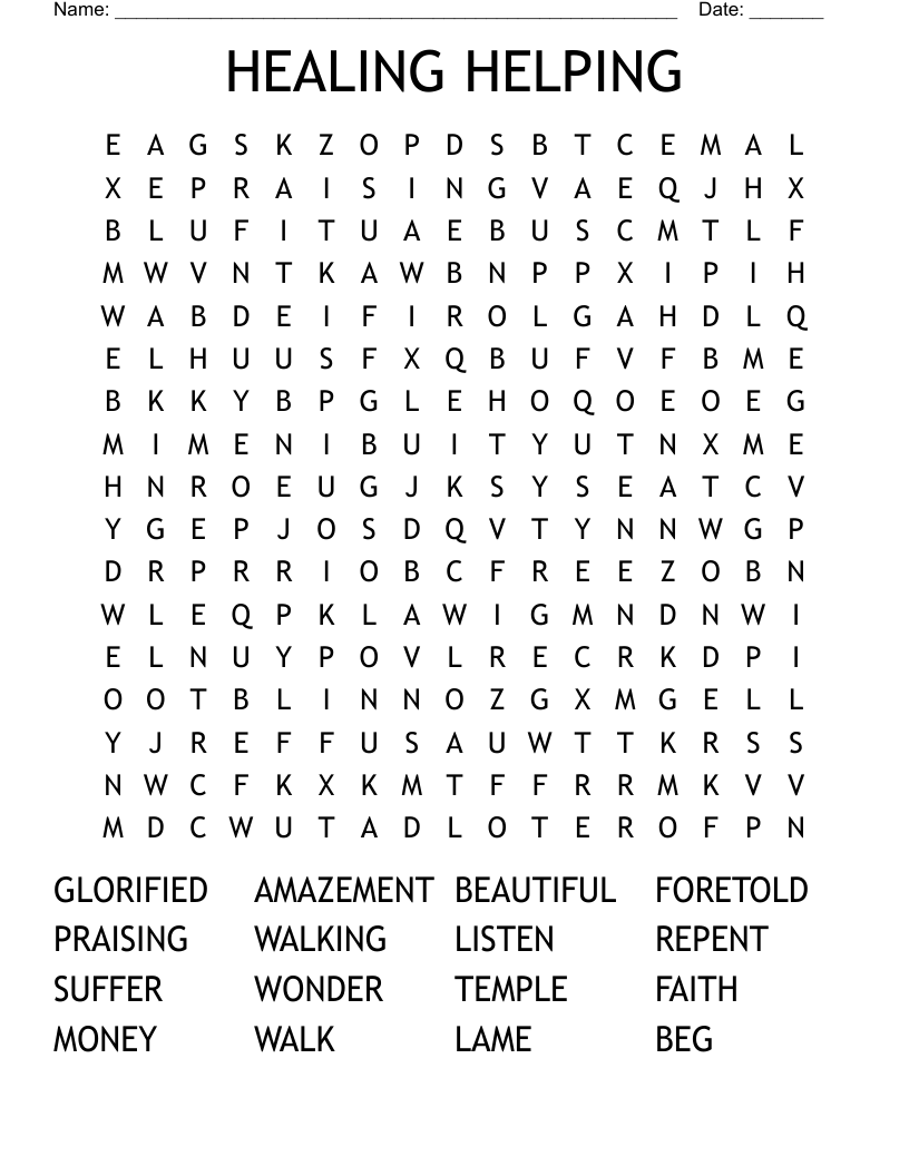 HEALING HELPING Word Search