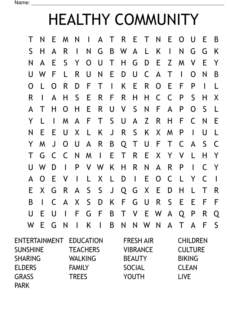 HEALTHY COMMUNITY Word Search