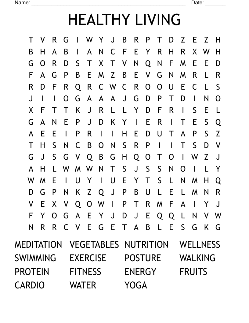HEALTHY LIVING Word Search