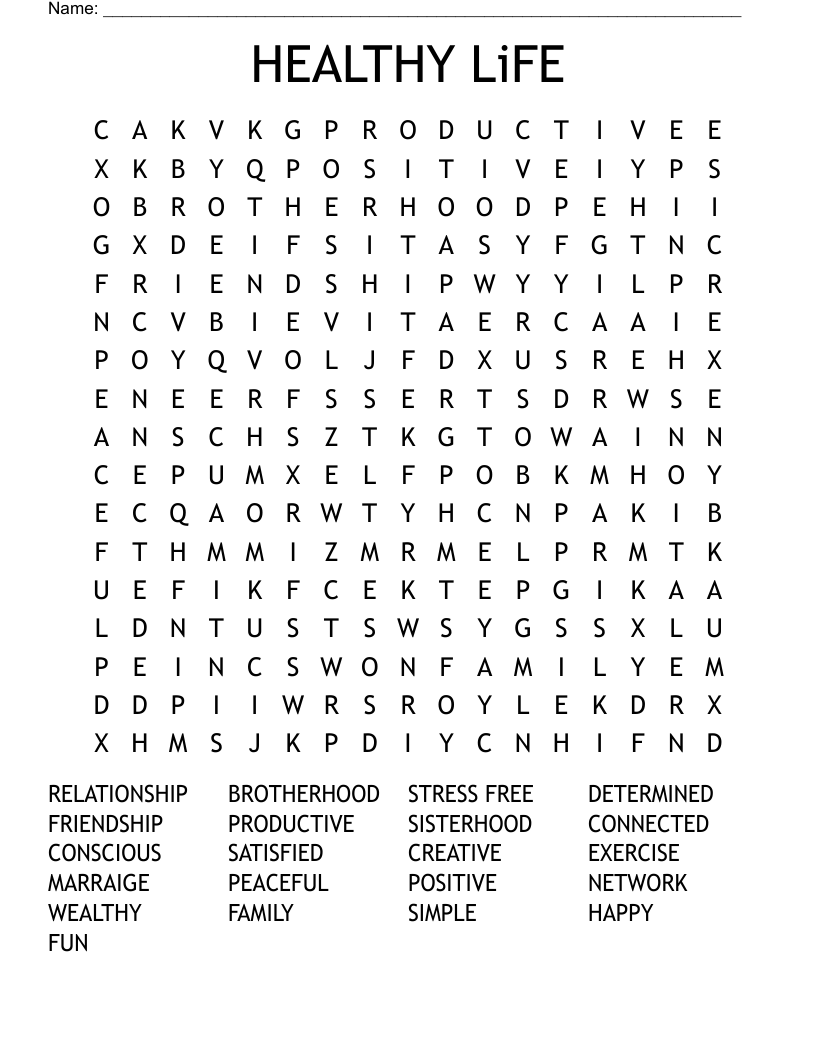 HEALTHY LiFE Word Search