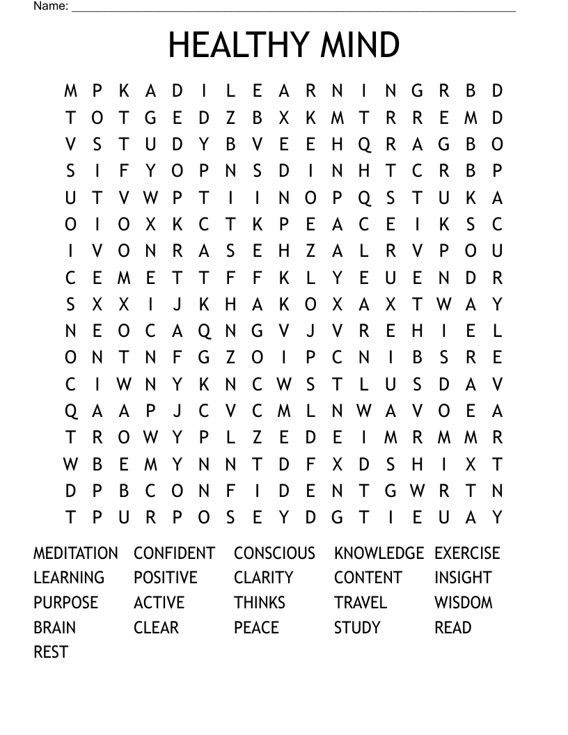 HEALTHY MIND Word Search