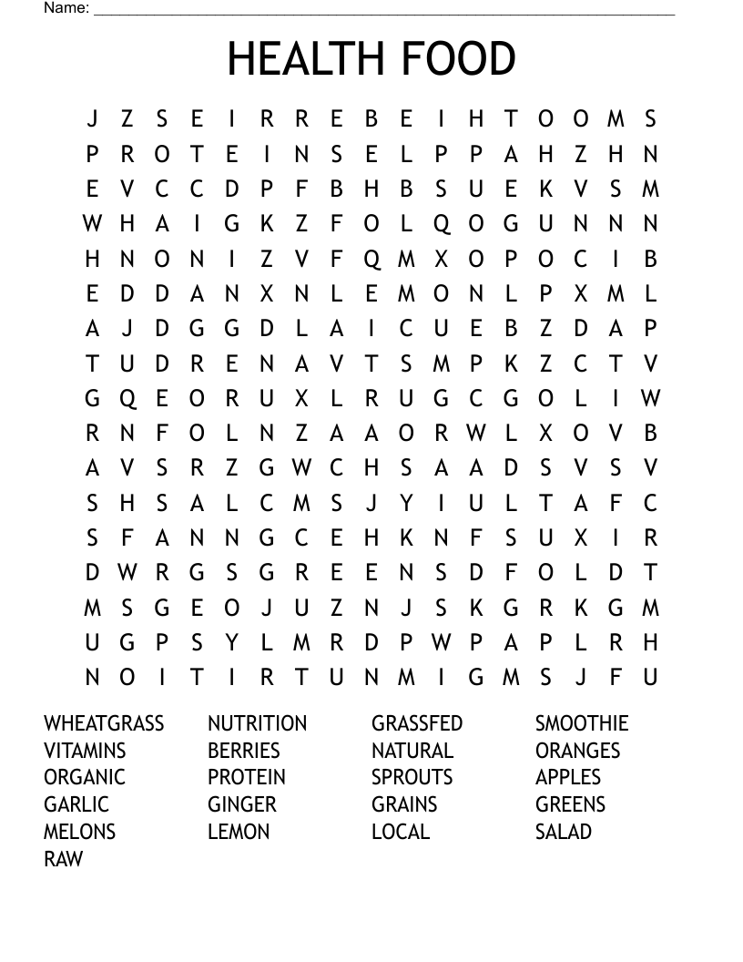 HEALTH FOOD Word Search
