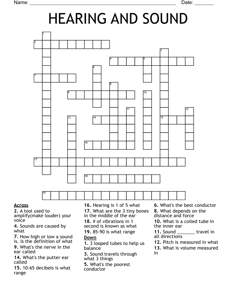 HEARING AND SOUND Crossword