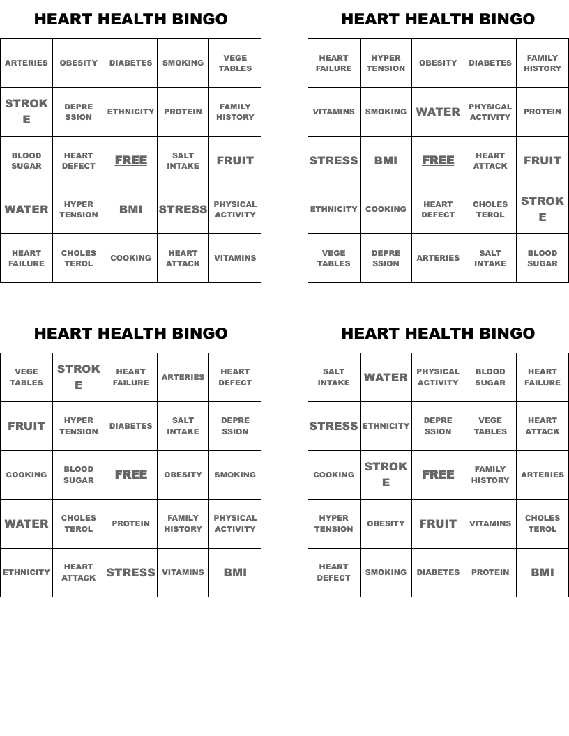 HEART HEALTH BINGO